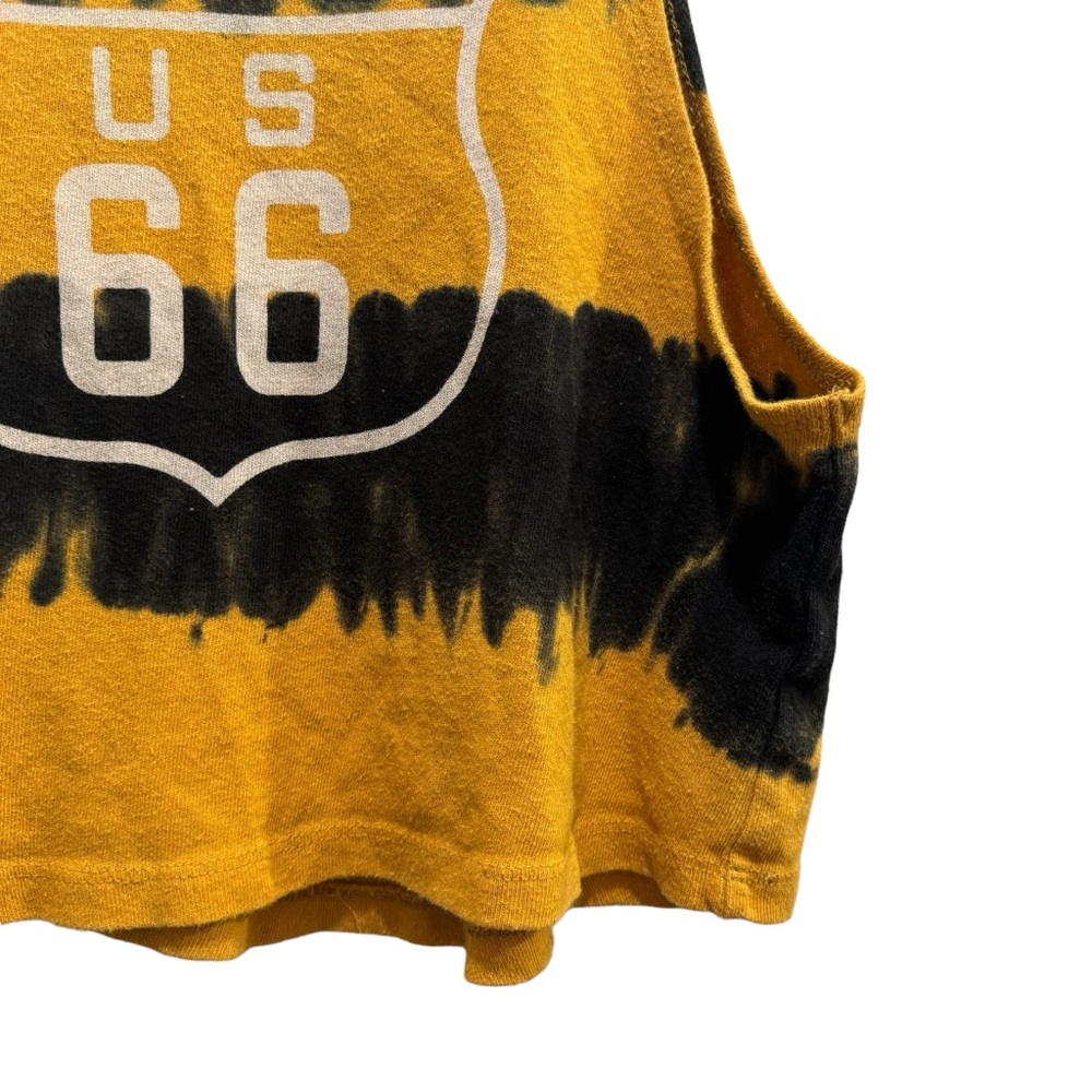 Forever 21 US 66 Graphic Tie Dye Crop muscle tee Small Black Yellow - Picture 5 of 7